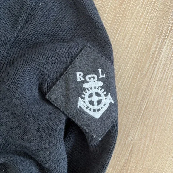 Vintage Polo Ralph Lauren Mens Half Zip Hooded Jacket Black Long Sleeve Sz Large - Picture 2 of 7